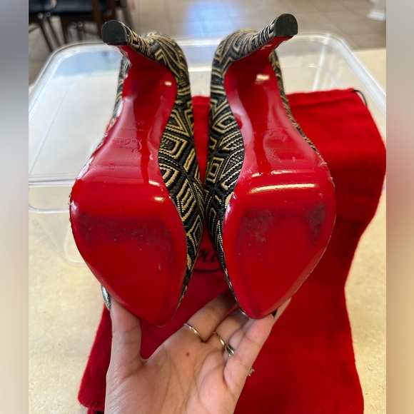 Christian Louboutin Panama 160 Platform Heels Sz 37 Daffodile Aztec Limited Ed - Picture 4 of 10